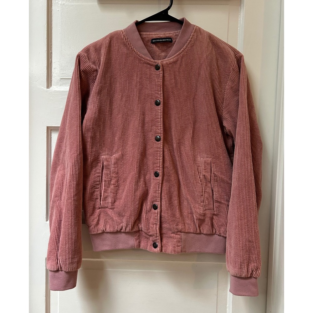 Brandy Melville Corduroy Bomber Jacket Pink One Size 20" PTP Coquette Y2K